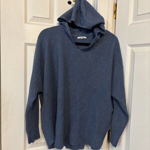 Vila Milano Womens 1X Waffle Knit Hooded Pullover Sweater Cornflower Blue LS